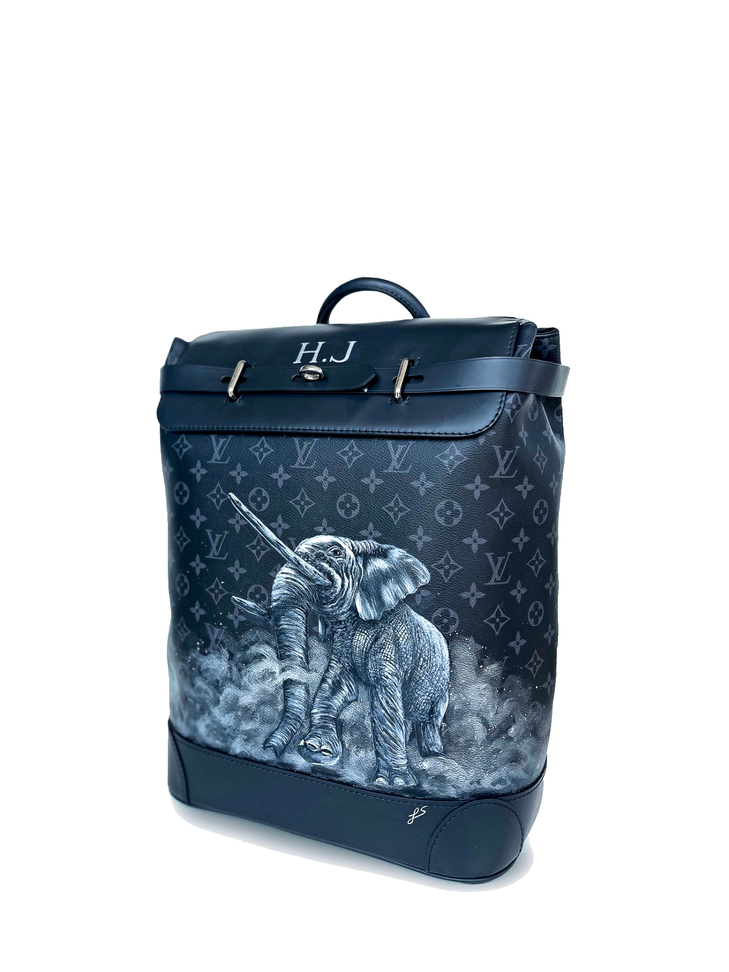LOUIS VUITTON Steamer — Elephant, hand-painted by Janan Studio
