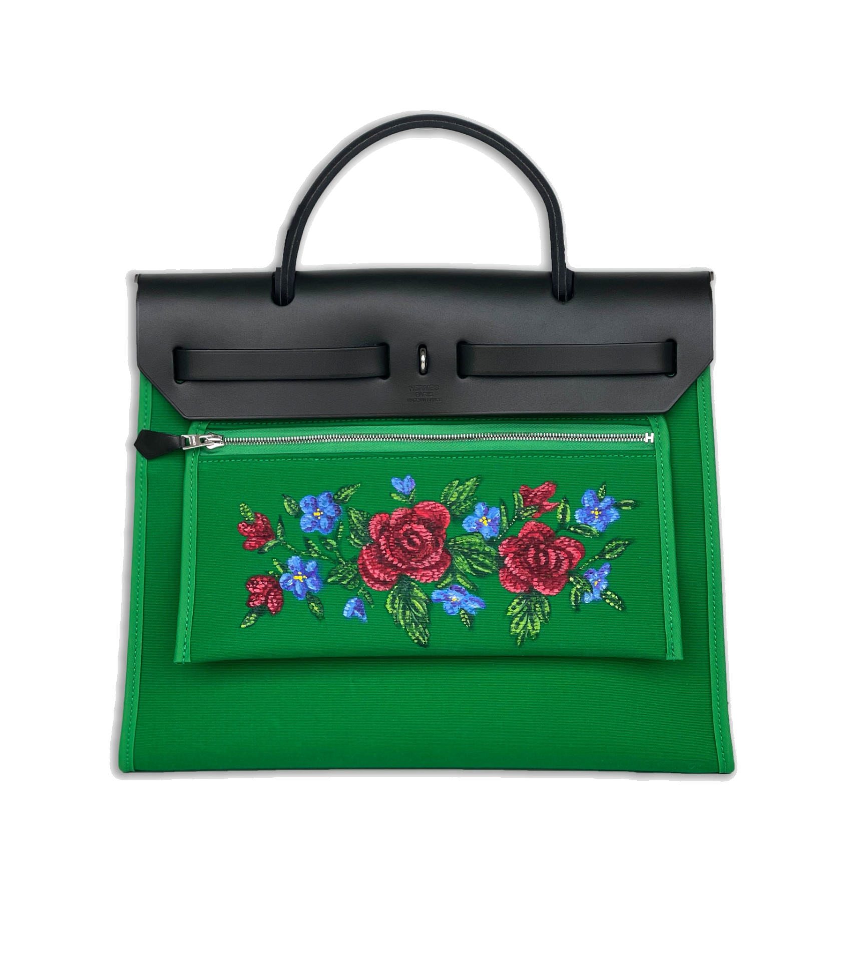 HERMÈS Herbag — Roses & Violets, hand-painted by Janan Studio
