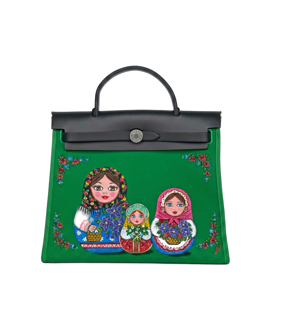 HERMÈS Herbag — Matryoshka, hand-painted by Janan Studio