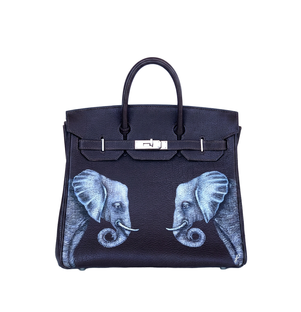 HERMÈS Birkin — Two Elephants, hand-painted by Janan Studio