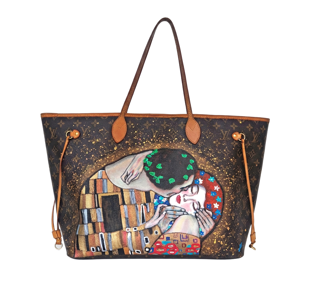 LOUIS VUITTON Neverfull — The Kiss, hand-painted by Janan Studio