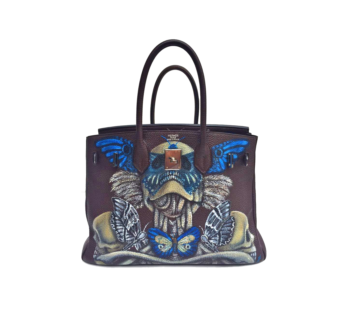 HERMÈS Birkin — Skulls & Butterflies, hand-painted by Janan Studio
