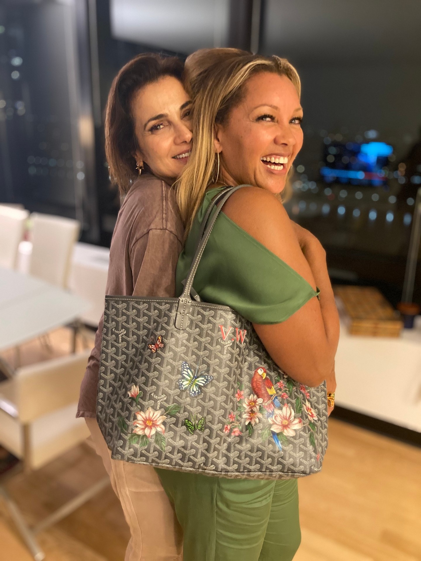 VANESSA WILLIAMS Hand-Painted Goyard Tote, hand-painted by Janan Studio